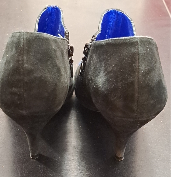 Sigerson Morrison Suede Booties With Blue Gems - Picture 6 of 10